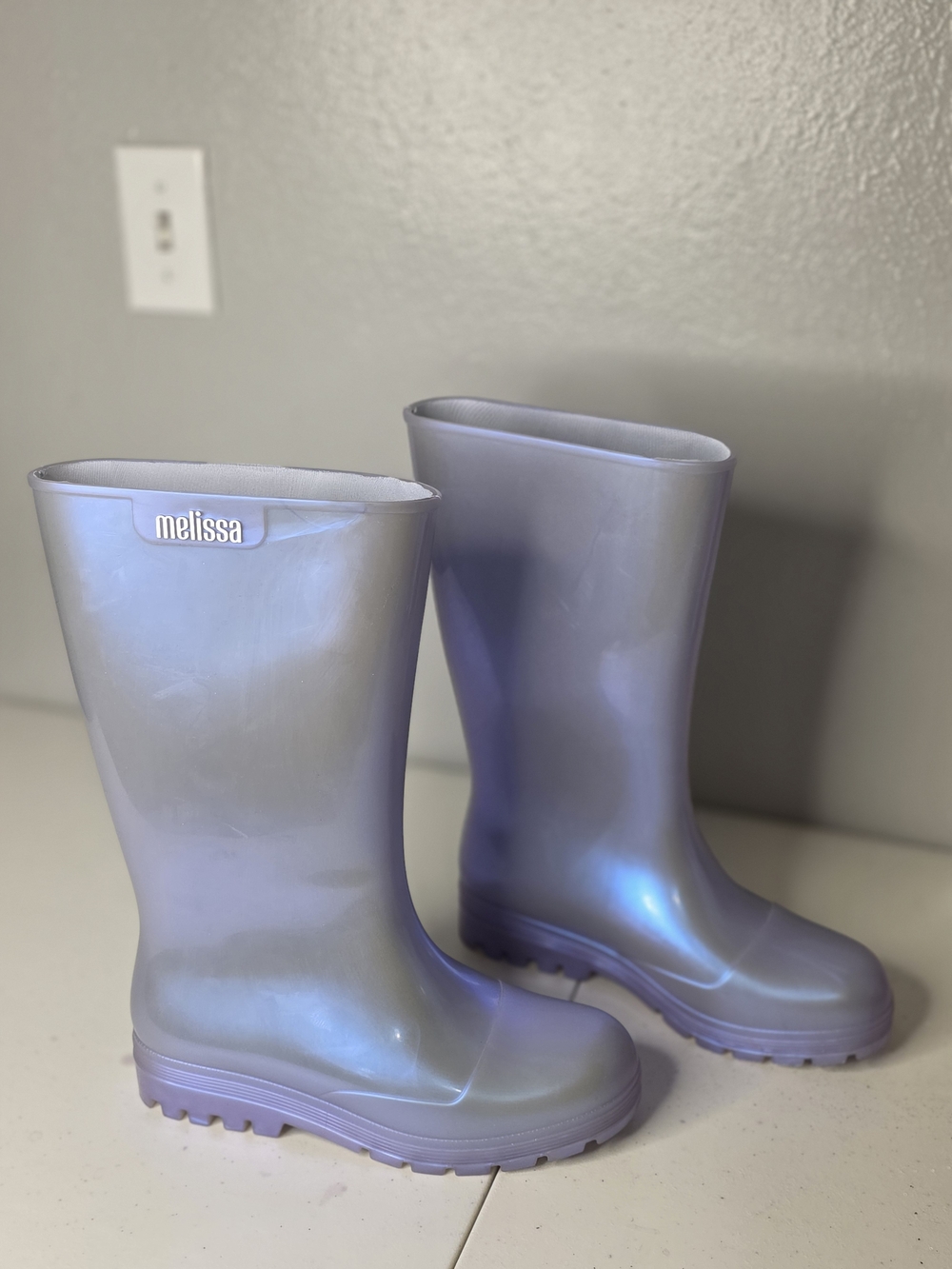 Melissa Jelly Boots Pearly Blue Womens Size 9
